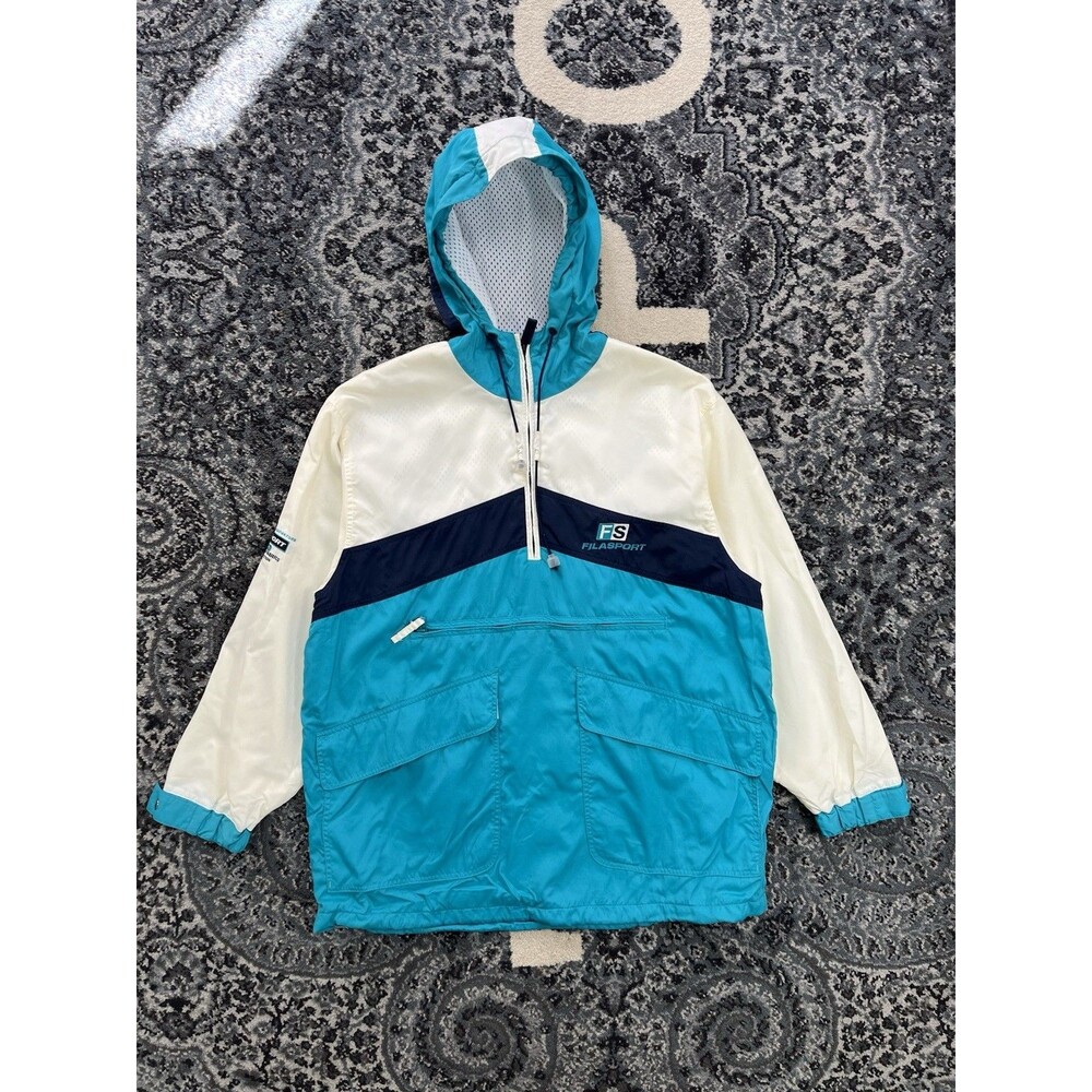 Vintage Fila Formula one jacket Size S Teal Cream